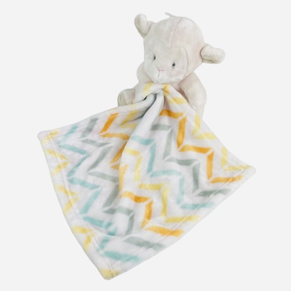 Little Miracles Lamb Lovey Pastel Pink Chevron Security Blanket Plush Costco